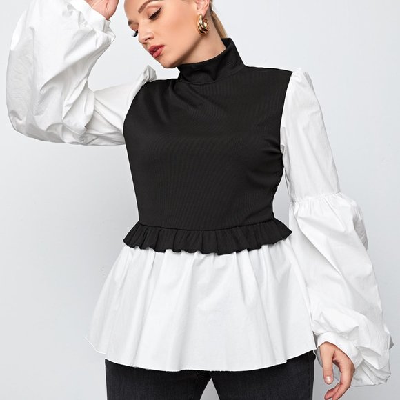 CHIC DOLLZ Mock Neck Lantern Sleeve Two To… - Picture 5 of 5